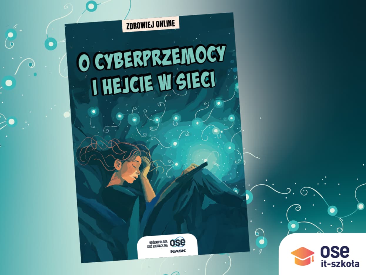 Grafika z okładką publikacji "O cyberprzemocy i hejcie w sieci"