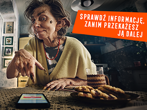 Zdjęcie Hero z informacją o tym aby nie dać się oszukać i zgłosić źródło na nask.pl/dezinfo
